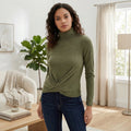 Crave Fame Junior Womens Cozy Twist Front Turtleneck Sweater, Small