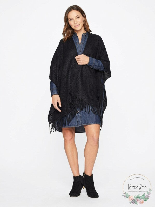 Echo Design Solid Boucle Ruana, OS/Black