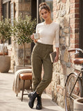 Frayed Denim Paper Bag-Gy Jogger Pants – Olive Night, Size 32