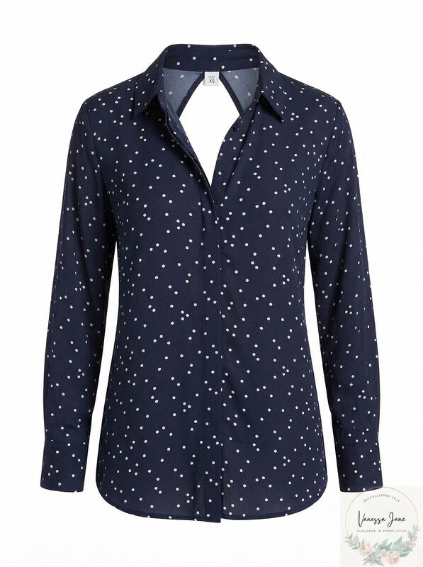 Bardot Open-Back Polka Dot Blouse, Size XS