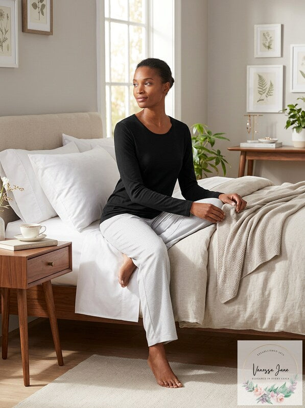 Charter Club Women's Sleep Top Black, Size Medium