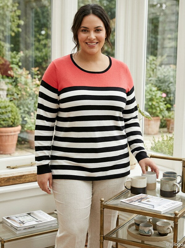 Calvin Klein Plus Size Colorblocked Striped Sweater, Size XL