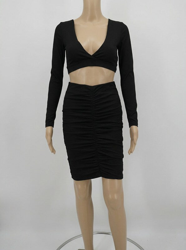 Fashion Nova Fashion Sexy Womens Two Piece Crop Top Mini Skirt Set Small