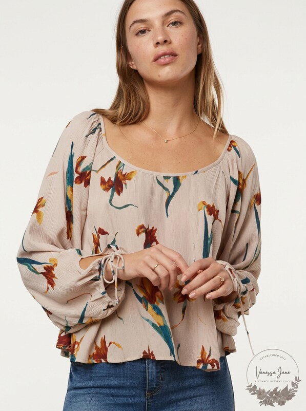 ONeill Juniors Zeila Floral-Print Top - Portobello, Size XS
