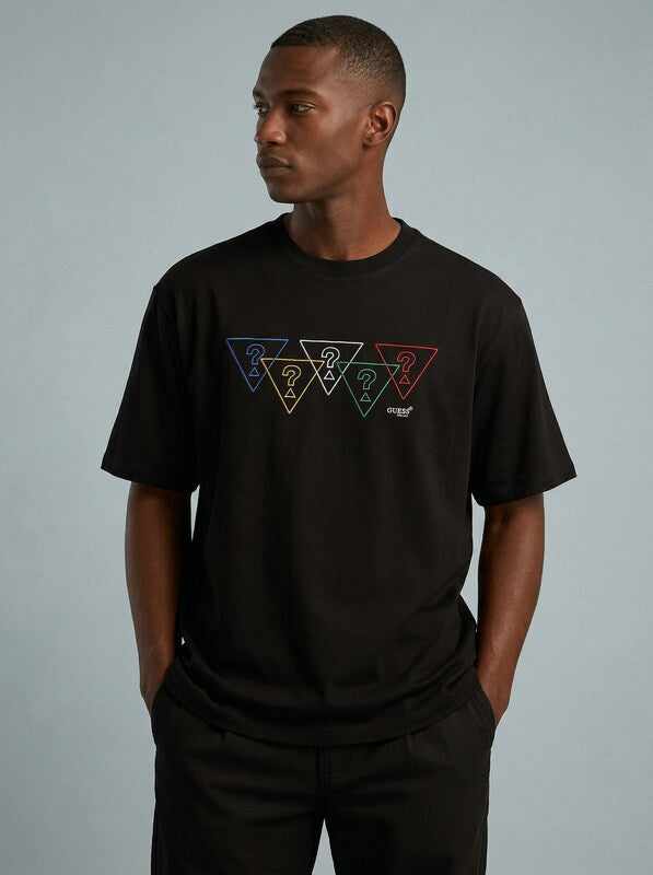 Guess Olympics Tri Logo Tee in Black Size Medium | Cotton | Jimmy Jazz, Size Med