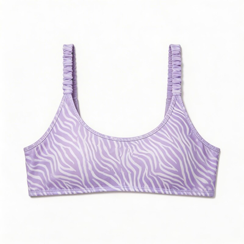 California Waves Juniors Smocked-Strap Bikini Top, Lilac, Size Small