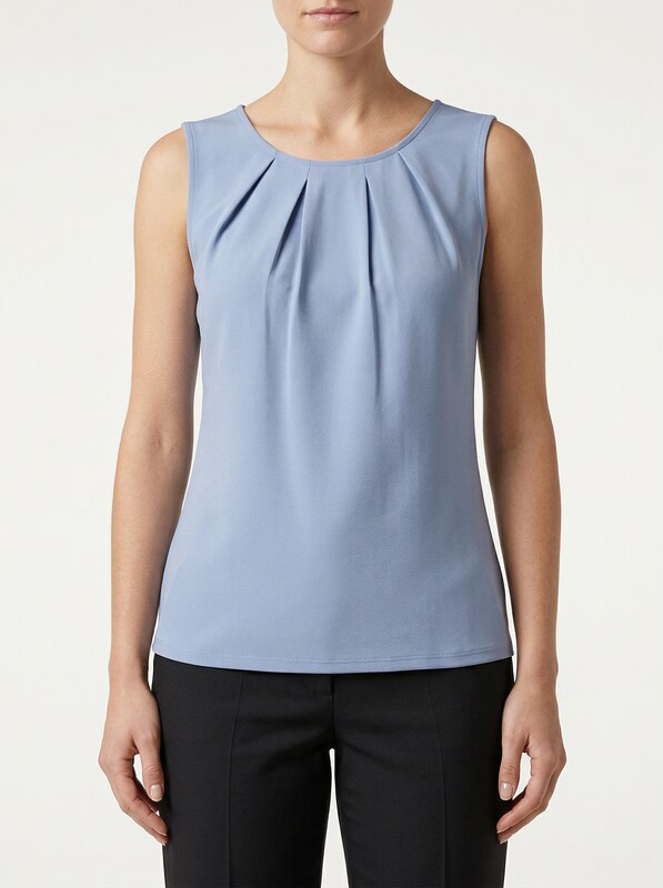 Dkny Womens Pleated Neck Sleeveless Blouse Top - Medium