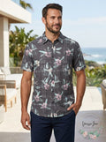 ONeill men's Fiiore Floral Print Short Sleeve Button-up Shirt, Size Small