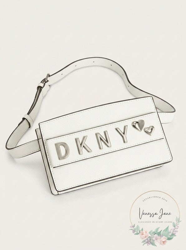 Dkny Smoke Leather Belt Bag, White/Silver