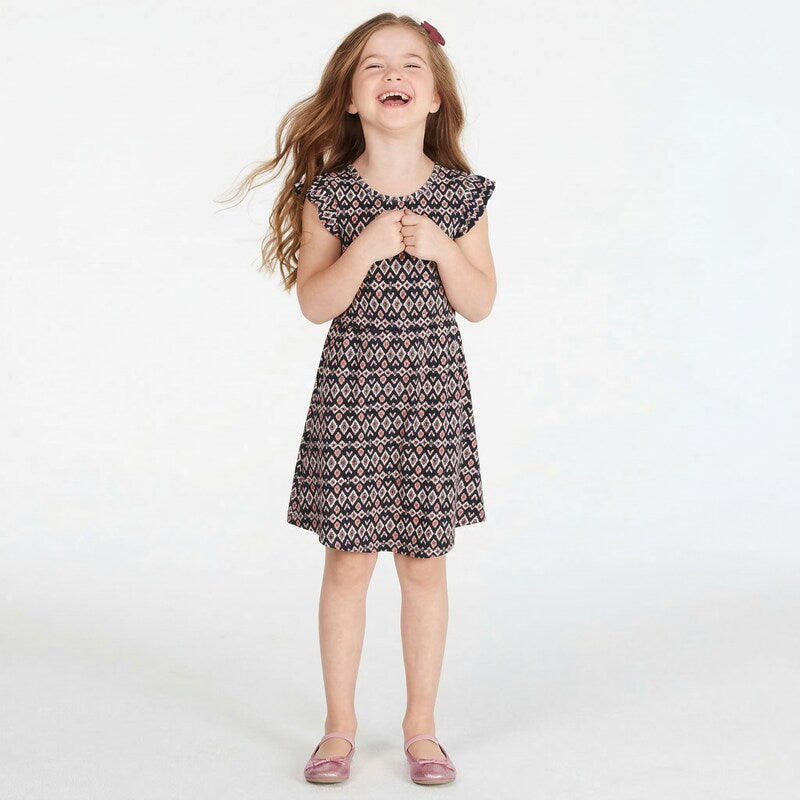 Epic Threads Super Soft Little Girls Geo-Print Fit and Flare Dress, Size 5