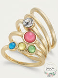 I.n.c. Gold-Tone 5-Pc. Set Crystal and Stone Stack Rings