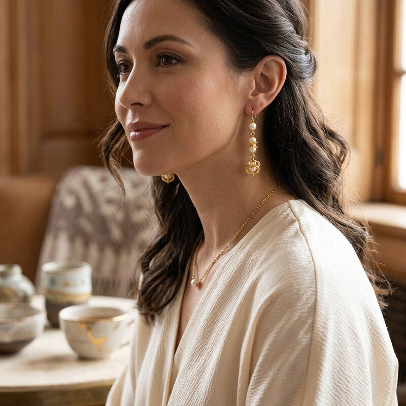 Charter Club Gold-Tone Imitation Pearl Linear Drop Earrings