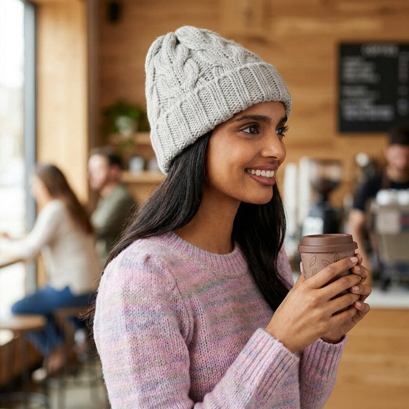 Aqua Fisherman Cable Knit Hat, Gray, One Size