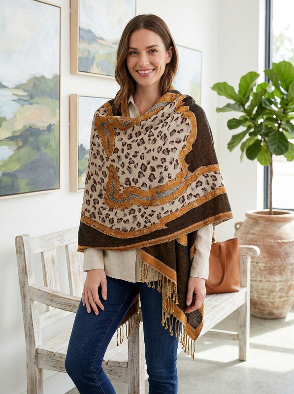 Echo Womens Wool Blend Fringe Scarf