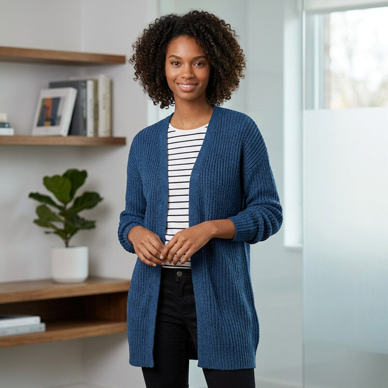 Planet Gold Juniors' Chunky Lace-up Cardigan Dark Blue, Size Small