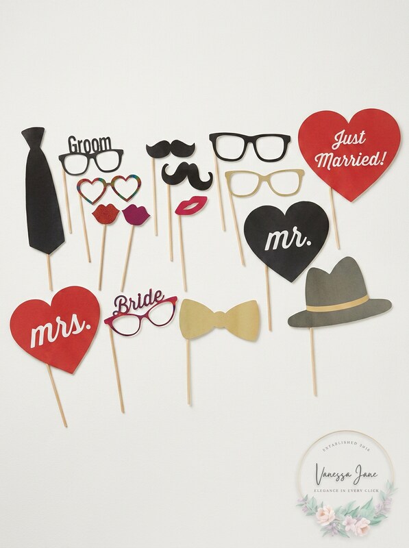Studio His and Hers Wedding Photo Booth Props 16 props