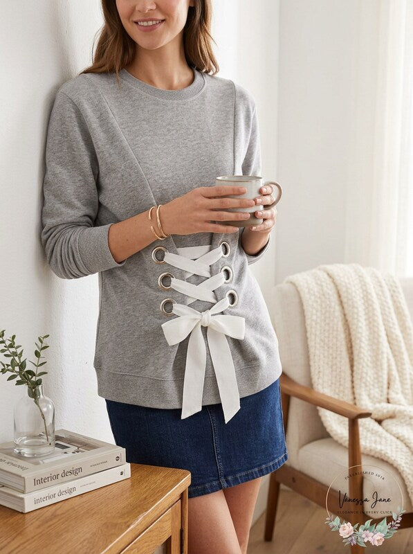 Derek Lam 10 Crosby Lace-Up Sweatshirt, Size XS