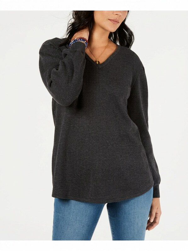 Style & Co Petite V-Neck Blouson Sweater, Size PS