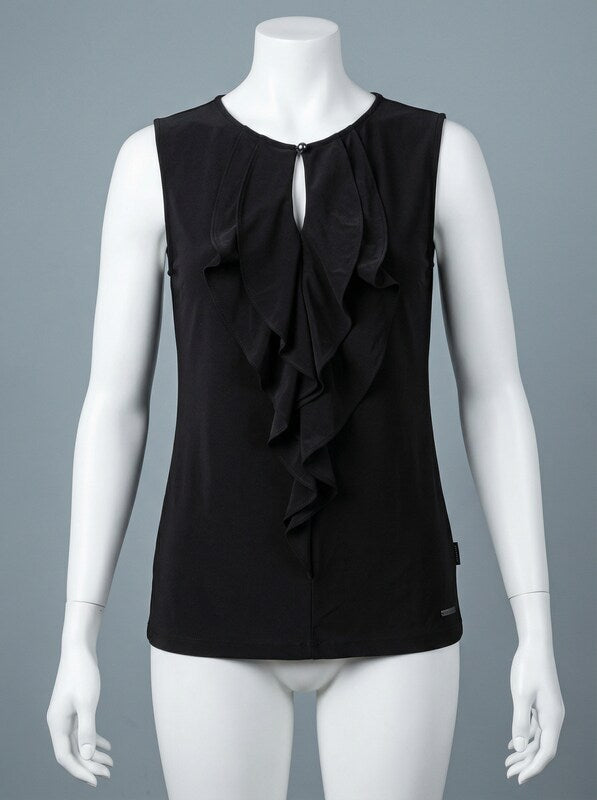 Tahari ASL Women's Ruffled Keyhole Top, Size Small