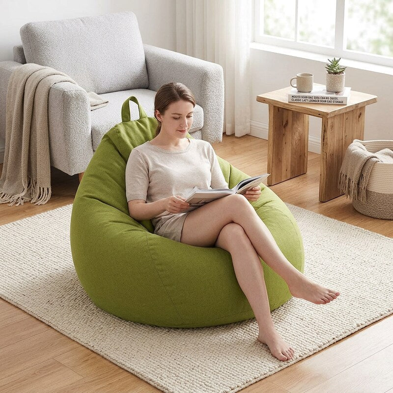 Mekiyo Bean Bag Sofa Chairs Cover, Classic Lazy Lounger Bean Bag Storage