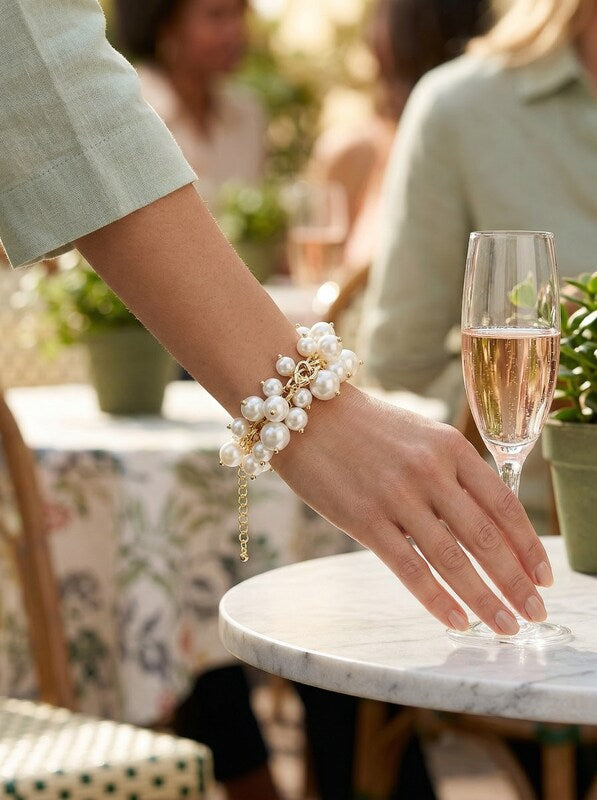 Thalia Sodi Gold-Tone Shaky Imitation Pearl Link Bracelet