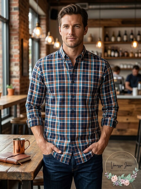 Club Room Mens Stretch Plaid Shirt, Size Large