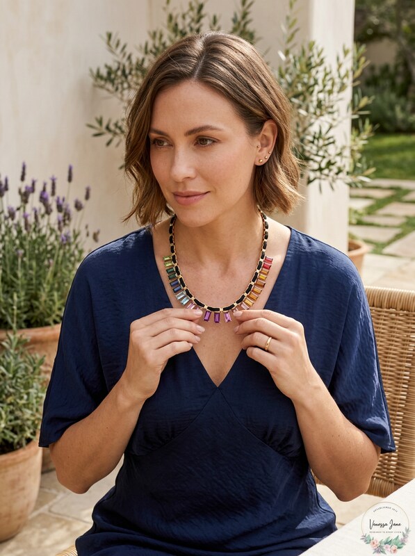 I.n.c. Gold-Tone Multicolor Crystal Velvet-Woven Statement Necklace, 18 + 3