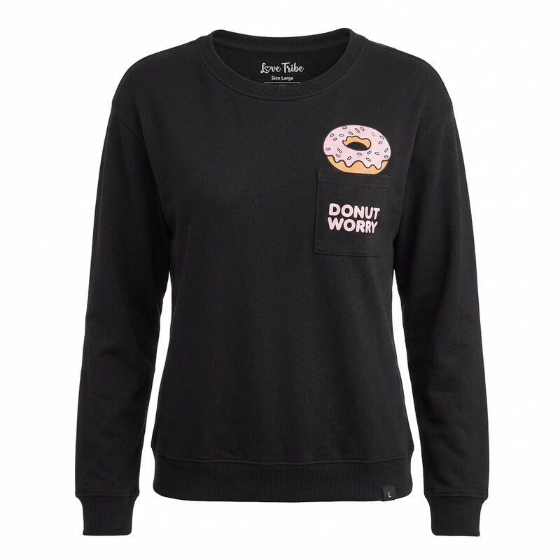 Love Tribe Juniors Donut Graphic Pocket T-Shirt,Large
