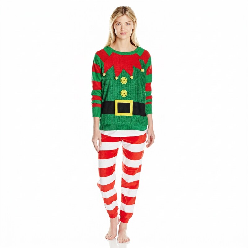 Planet Sleep Womens Ugly Sweater Pajamas, Size Small