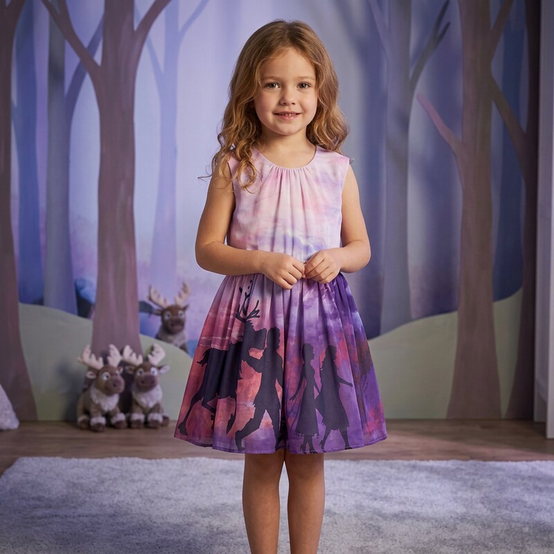 Disney Girls Frozen Motif Sunset Dress, Size 4