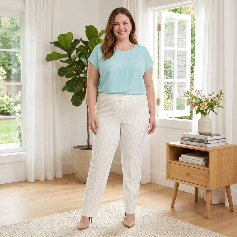 Nine West Lily Multi Stripe Plus Size Pinstripe Skinny Pants, 18W