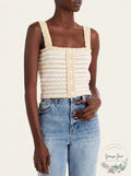 Aqua Striped Crochet Tank, Size Large