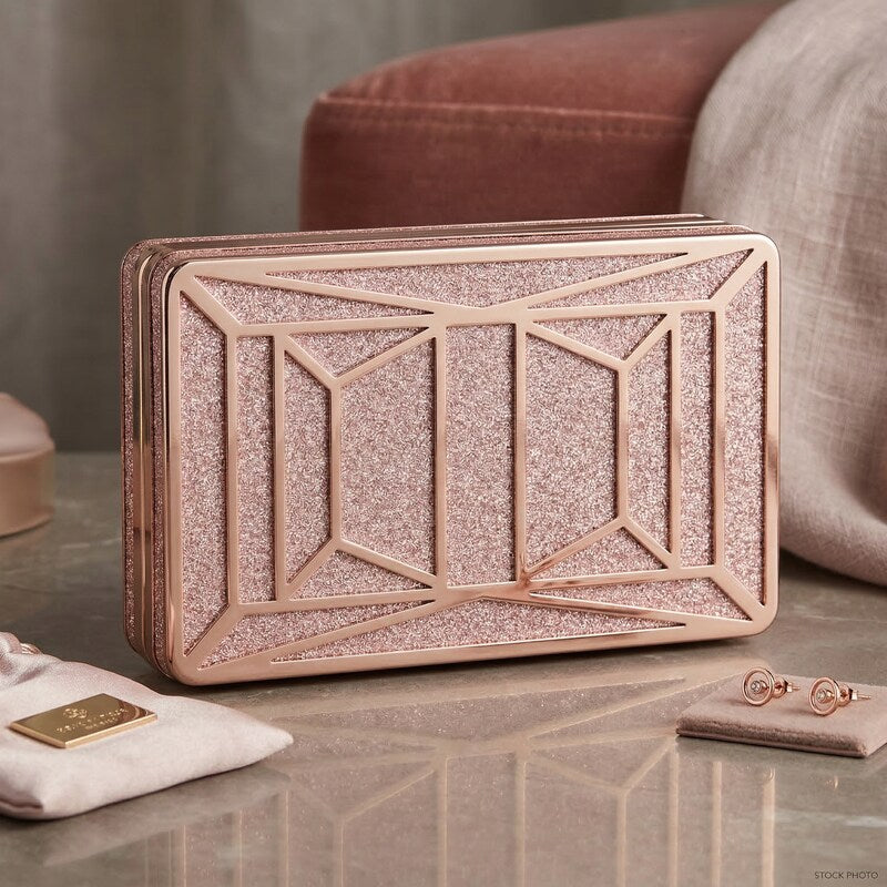 Inc Ayda Sparkle Box Clutch - Pink/Gold