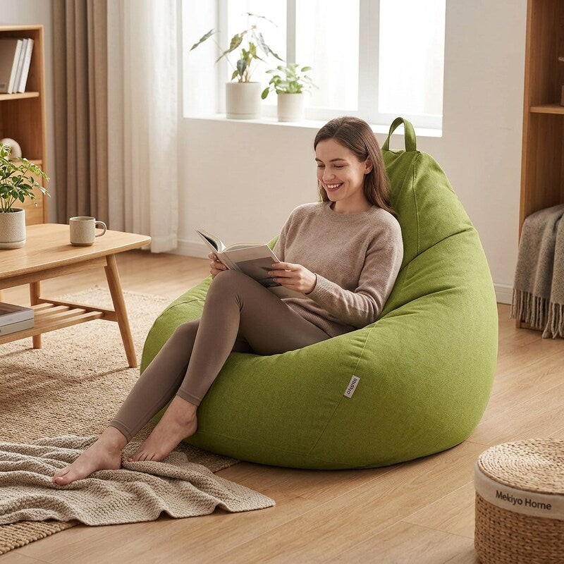Mekiyo Bean Bag Sofa Chairs Cover, Classic Lazy Lounger Bean Bag Storage