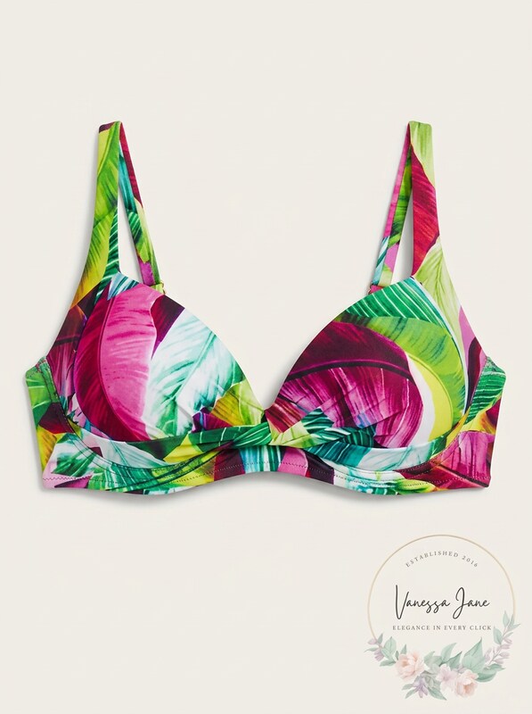 La Blanca Womens Multicolor Tropic Banded Bikini Top, Size 10