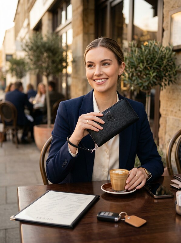 Guess Digital Zip-Around Wallet, Black