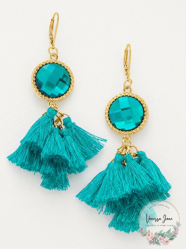 Inc Gold-Tone Stone and Tassel Drop Earrings