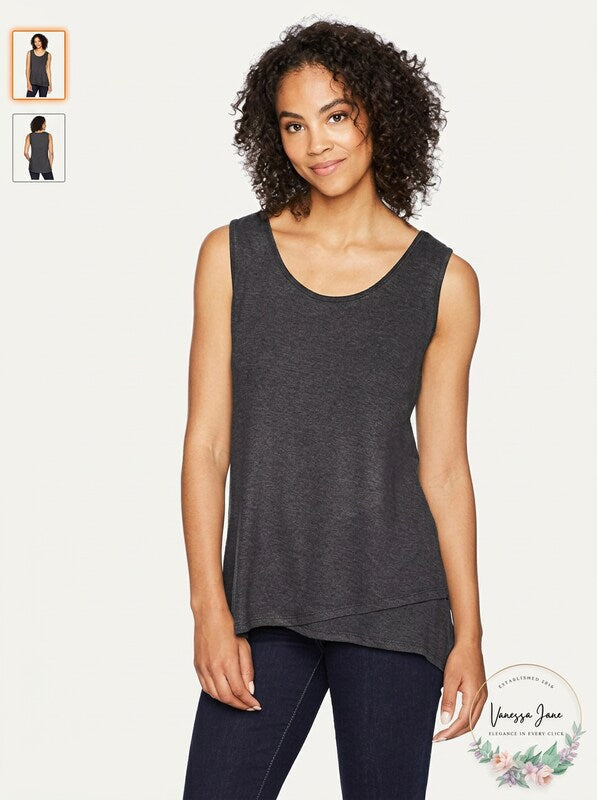 Tribal Womens Asymmetrical Hem Tank Top, Size Medium