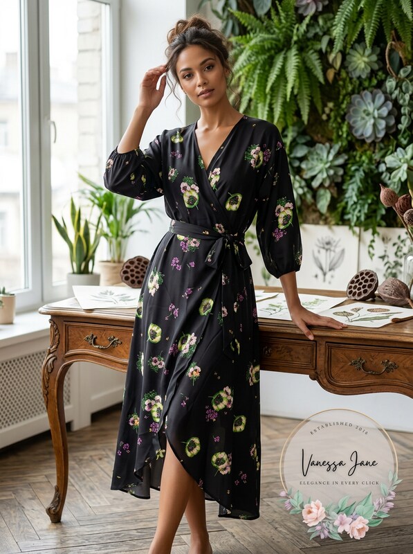 LuLaRoe Kimono Sheer Black/Floral Coverup Cardigan, Size  Medium