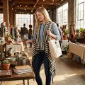 Love By Design Women's Geometric Cardigan Sweater Vest -Medium