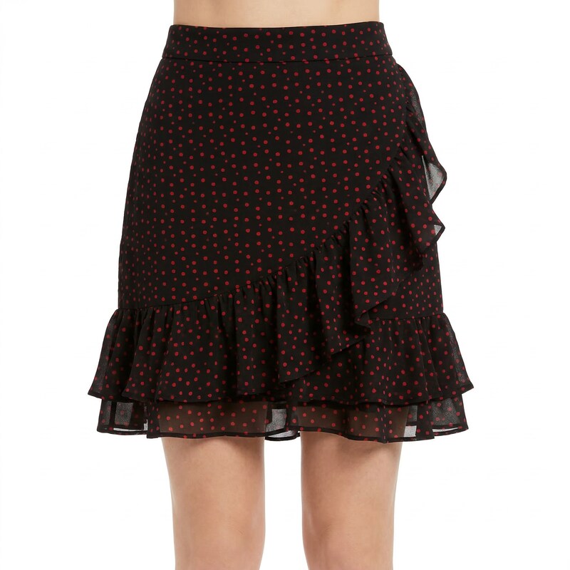 Maison Jules Women's Black Heart Print Knee Length Ruffled Skirt, Size Small