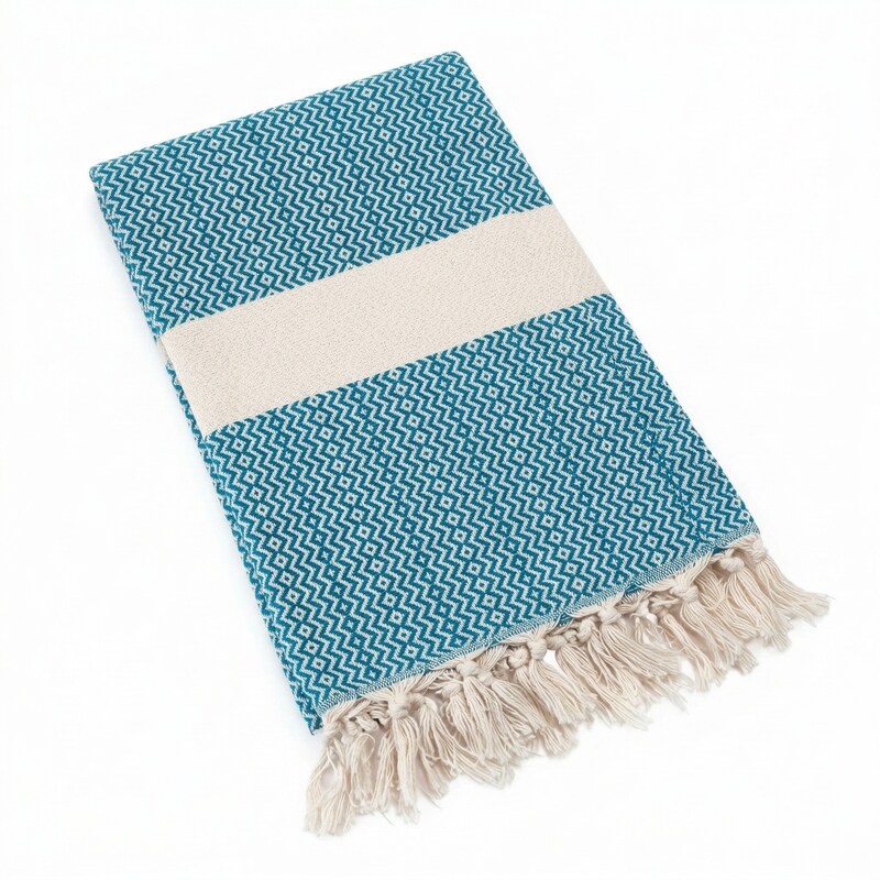 Cotton Cloud Co. 79x95 100% Cotton Fringed Oversized Diamond Turkish Blanket