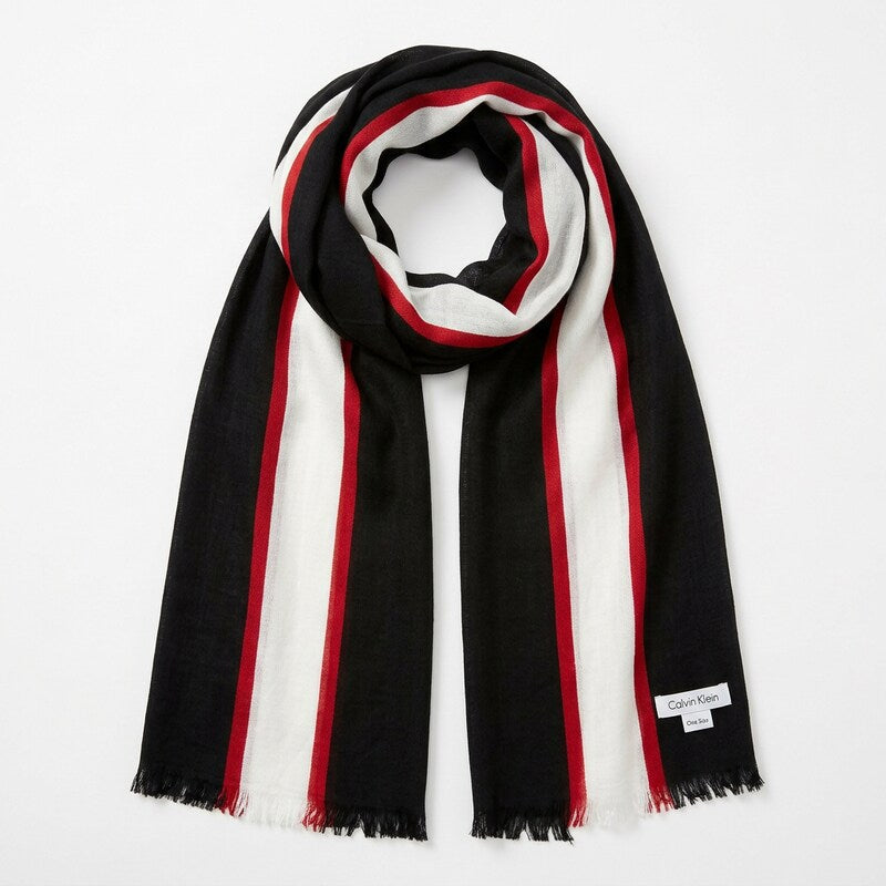 Calvin Klein Varsity-Stripe Lightweight Scarf One Size