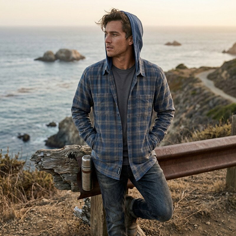 Hurley Mens Crowley Washed Hooded Long Sleeve Shirt, Size Small