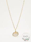 Aqua Shell & Cultured Freshwater Pearl Pendant Necklace
