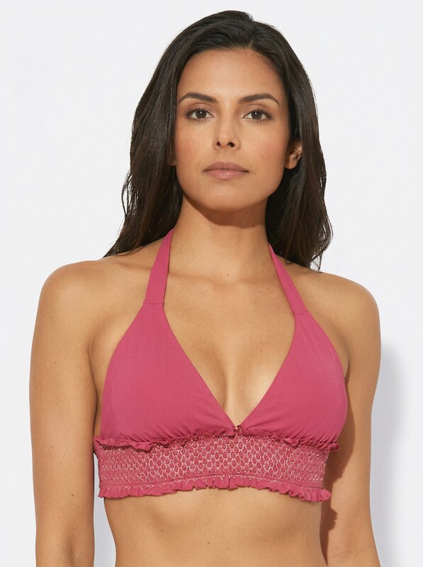 Bleu Rod Beattie Womens Smocked Band Halter Bikini Top, Size 8