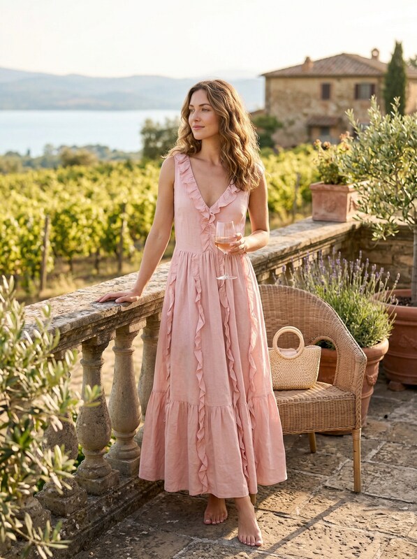 Bardot Womens Ruffle  Maxi Dress Blush, Size 12