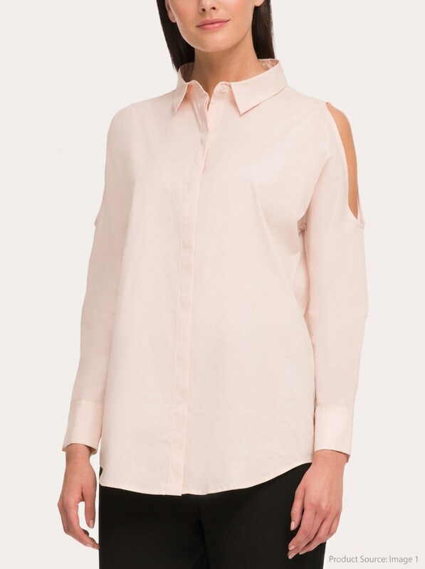 Dkny Women'S Pink Button Down Cold Shoulder Long-Sleeve Blouse Top Shirt, Large