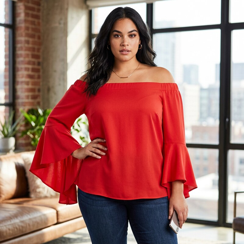 City Chic Trendy Plus Size Dramatic-Sleeve Top, Size XL22