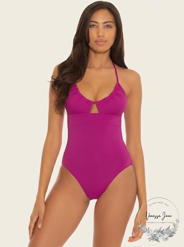 Becca by Rebecca Virtue Berry Color Code One-Piece Swimsuit, Us Large
